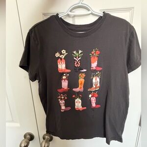 Graphic T-Shirt with Boot Design